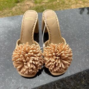 Antonio Melani Glora Raffia Flower Ornament Dress Slide Sandals